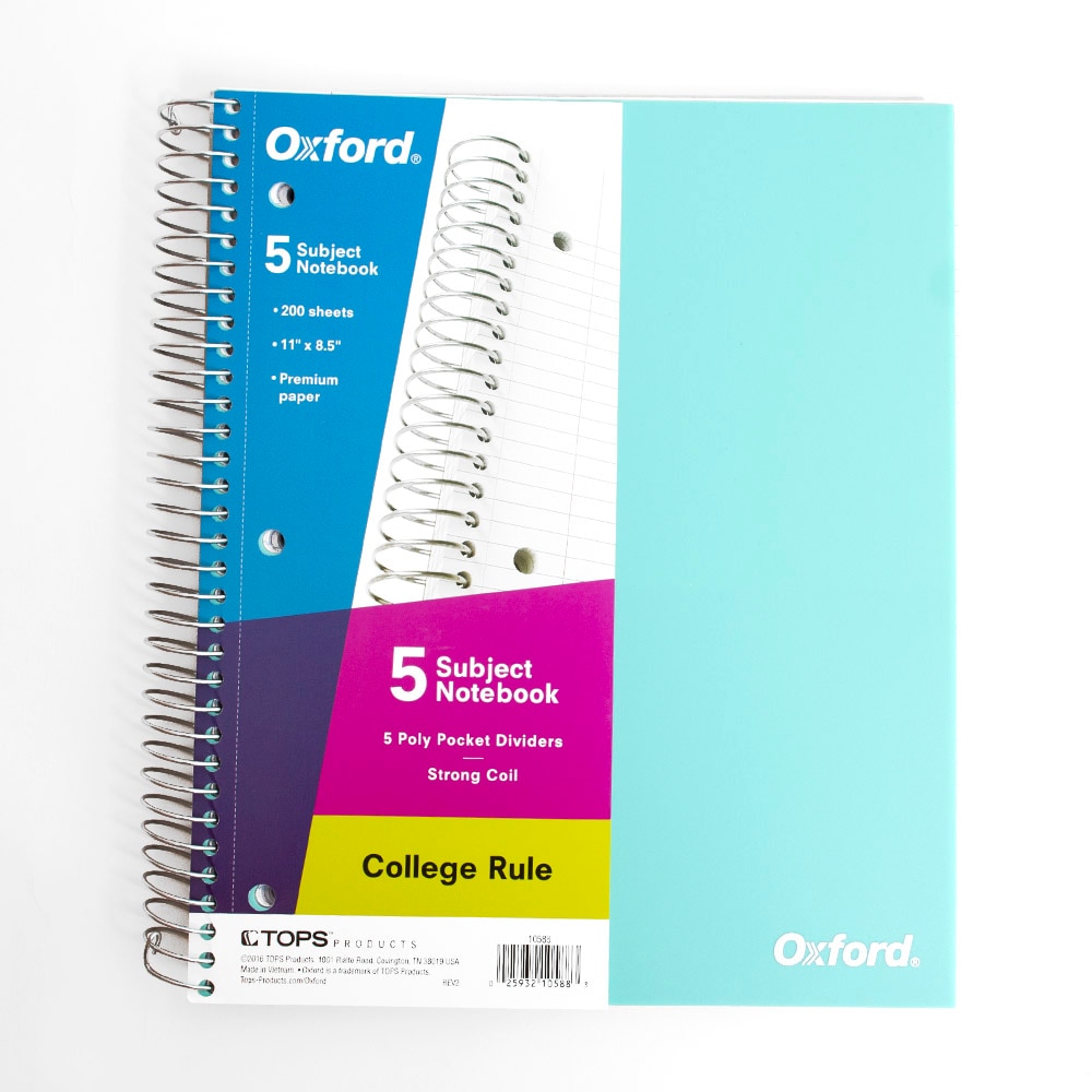 Oxford, Poly Covered, Spiral, Notebook, 5-Subject